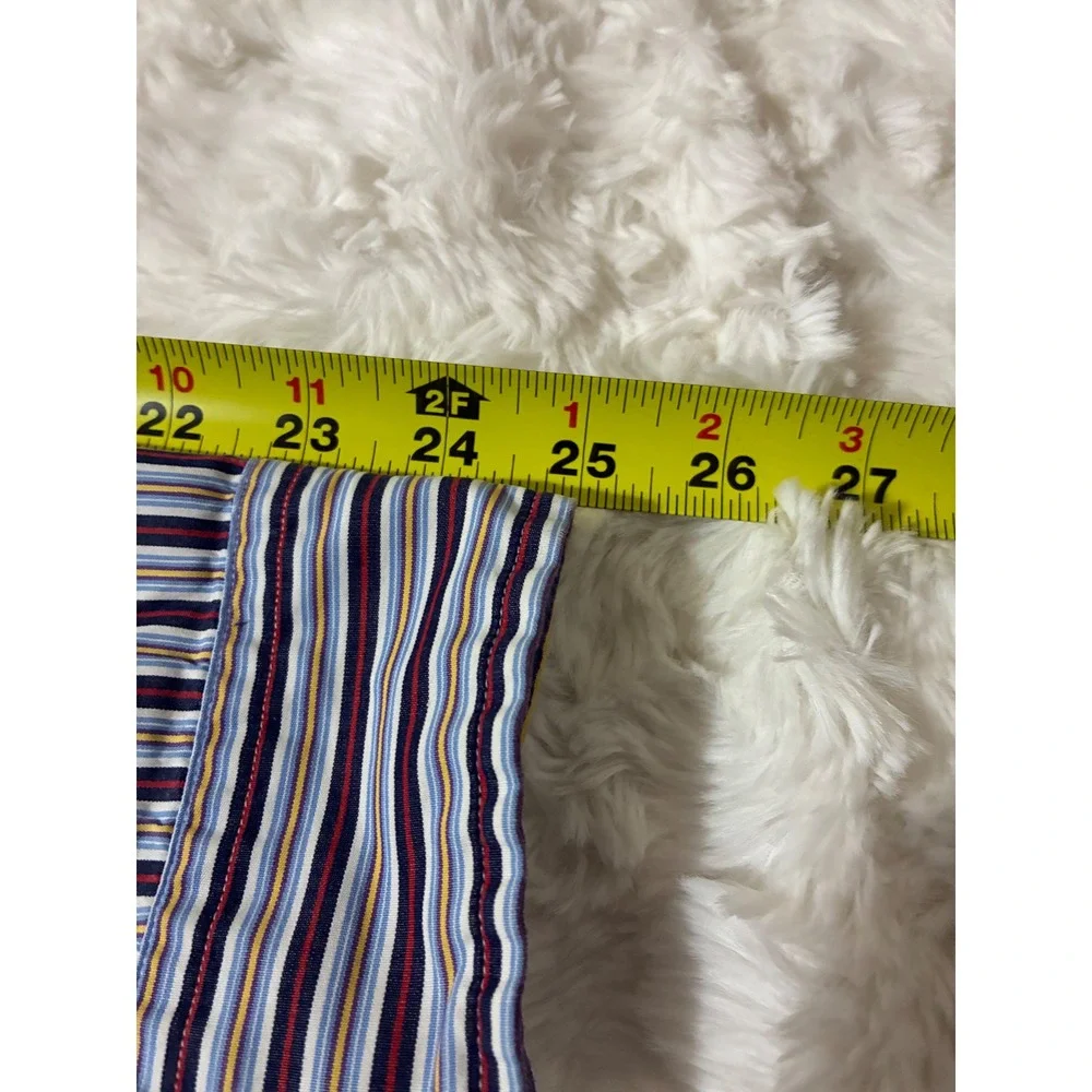 Polo Ralph Lauren Mens Custom Fit Striped Button Down Shirt Blue Red L 16.5